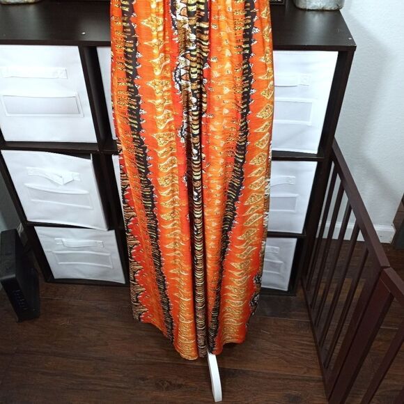 ORANGE & BLACK STRAPLESS MAXI DRESS SZ.S EUC - Picture 4 of 8